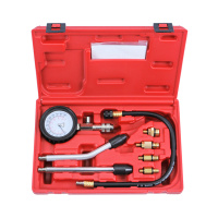 Компрессометр бензиновый, набор с гибкой, 2-мя жесткими насадками и переходниками (ATP-2075)