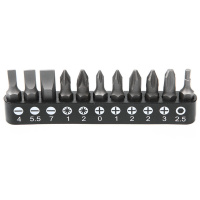 Набор бит 1/4" 25 мм на держателе SL, PH, PZ, HEX (ALK-8009-BIT1-CK)