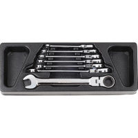 Набор ключей комбинированных трещоточных гибких 7 пр. 8- 19 мм, в ложементе (ACK-384019)