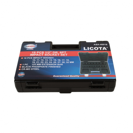 Набор ударных головок 1/2" 19 пр., 10-32 мм в кейсе (ASA-40018)