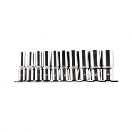Набор глубоких торцевых головок 1/2" 12 гр. 3/8"-15/16" 10пр. на линейке (TBS-23006)