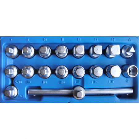 Набор головок для отворачивания масляных пробок 18 пр. (ATA-0401)