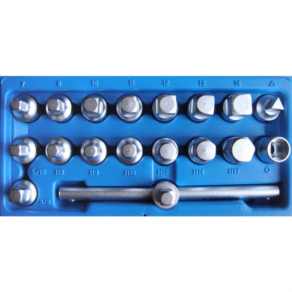 Набор головок для отворачивания масляных пробок 18 пр. (ATA-0401)