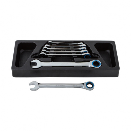 Набор ключей комбинированных трещоточных 7 пр. 8 - 19 мм, в ложементе (ACK-384018)
