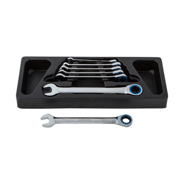 Набор ключей комбинированных трещоточных 7 пр. 8 - 19 мм, в ложементе (ACK-384018)