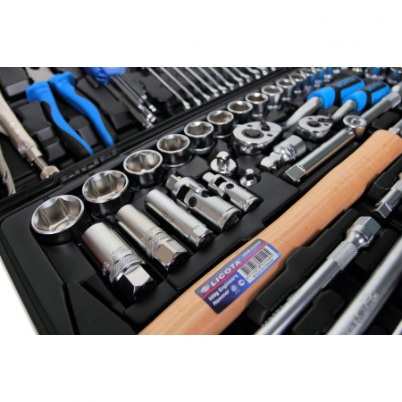 Набор инструмента 1/4", 3/8", 1/2", 6 и 12 гр. 131 предмет (ALK-8022F)