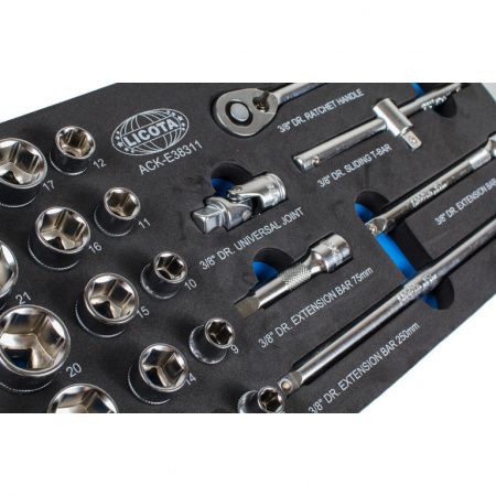 Набор головок 3/8'', 21 пр. в ложементе EVA (ACK-E38311)