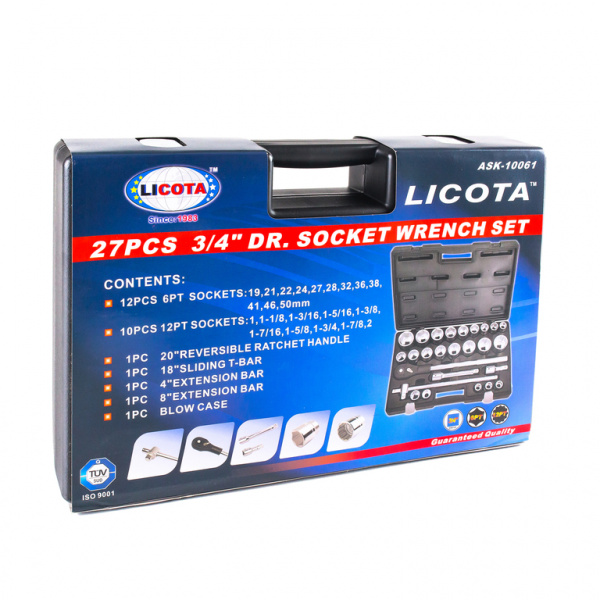 Набор торцевых головок 3/4" дюйм. и метр. 26пр. 3/4"-2", 19-50 мм (ASK-10061)