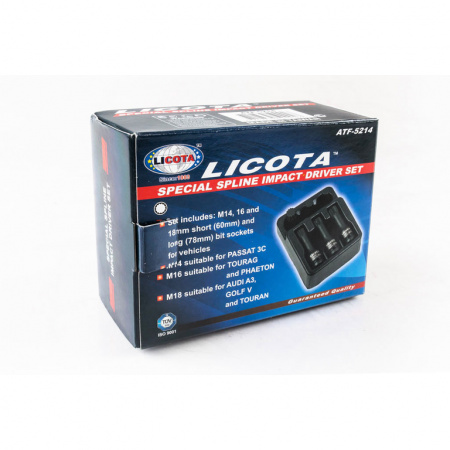 Набор головок Spline ударных, M14-M18 для болта задней ступицы VAG (ATF-5214)