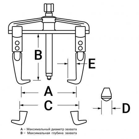 Съемник подшипников двухлапый, американского типа, 130 мм (ATB-1025B)