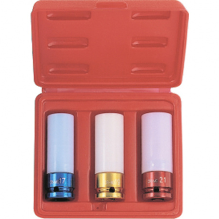 Набор ударных головок для литых дисков 17, 19, 21 мм в кейсе (ASA-10001)