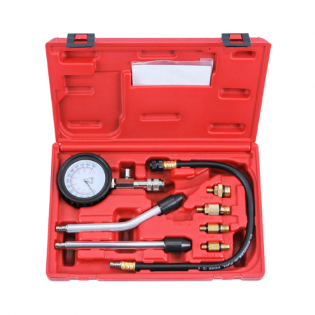 Компрессометр бензиновый, набор с гибкой, 2-мя жесткими насадками и переходниками (ATP-2075)