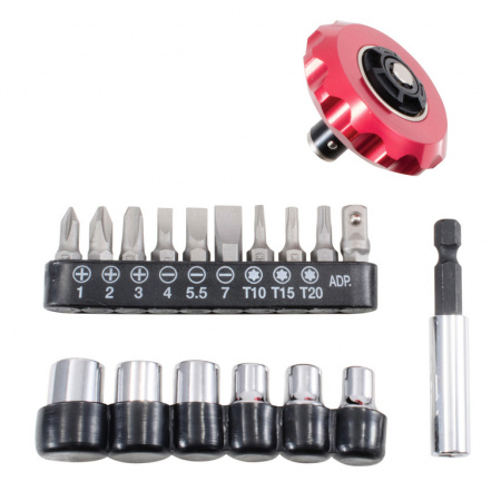 Отвертка трещоточная мини со сменными насадками 1/4", 18 пр. (ABD-031K1)