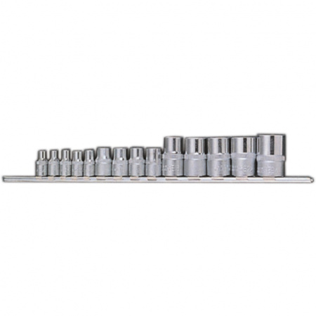 Набор головок Е-профиль Е4-Е24 1/4", 3/8", 1/2" 14пр. на линейке (TBS-11005)