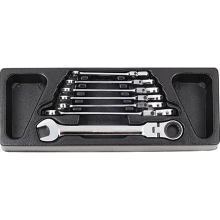 Набор ключей комбинированных трещоточных гибких 7 пр. 8- 19 мм, в ложементе (ACK-384019)