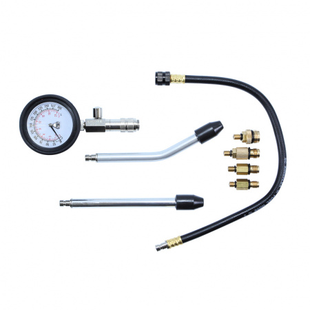 Компрессометр бензиновый, набор с гибкой, 2-мя жесткими насадками и переходниками (ATP-2075)